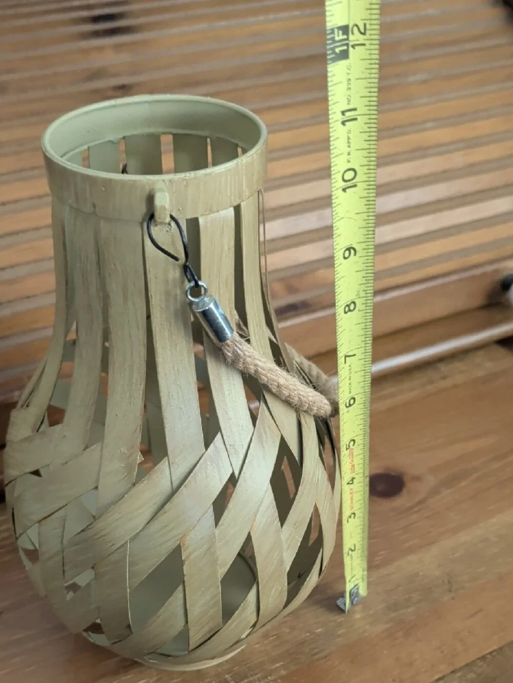 Natural Woven Rope Metal Lantern Sand Home Accent